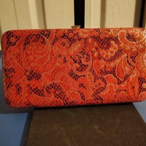 The Metropolitan Pink Croc Embossed Frame Wallet Clutch ID Window Card Slots